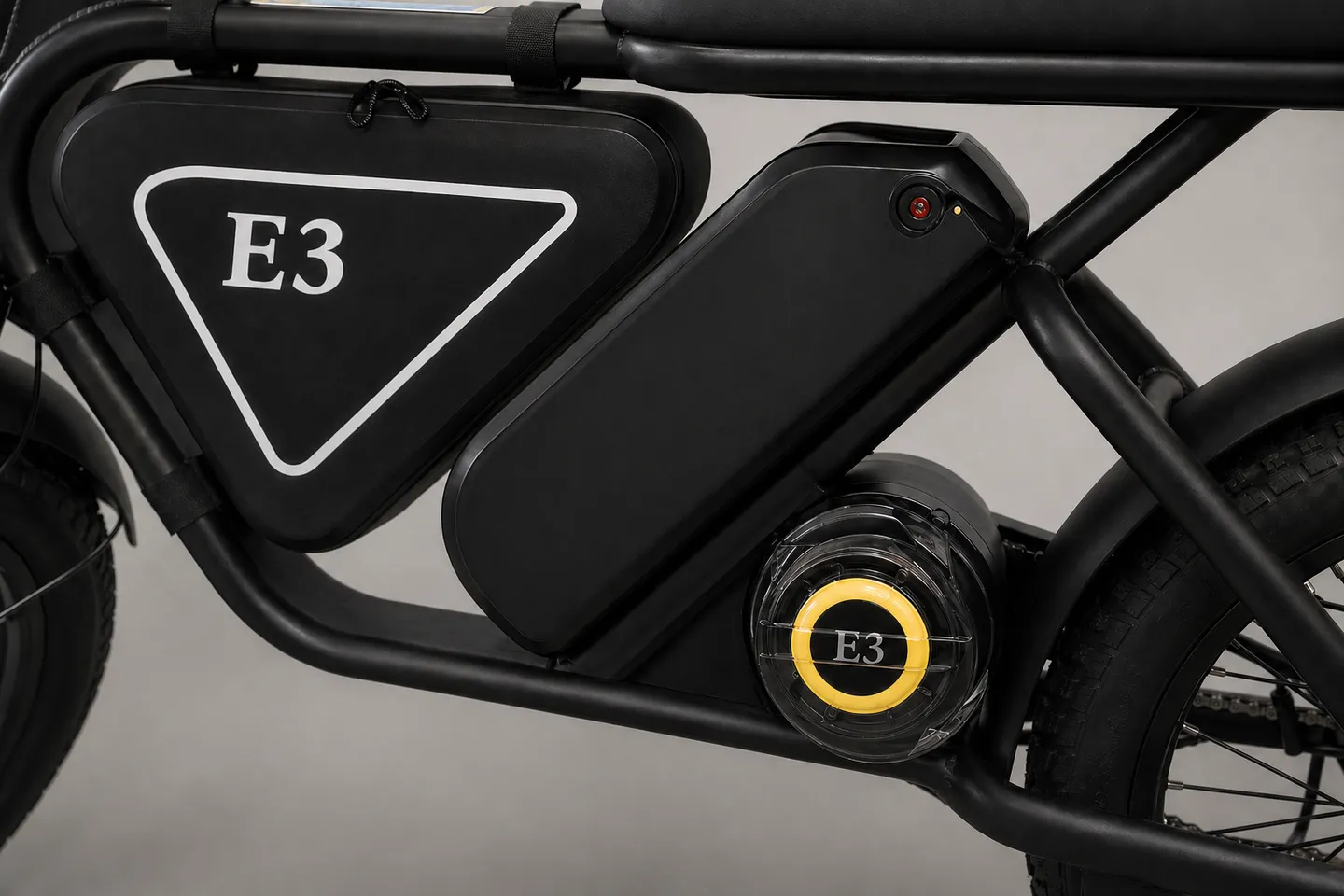 E3 mid-drive motor and frame detail